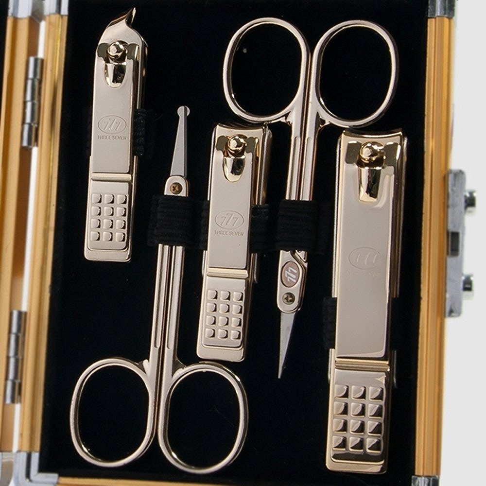 Korean Nail Clippers! World No. 1. Three Seven (777) Travel Manicure Grooming Kit Nail Clipper Set Made in Korea, Since 1975. (16000SVG), Gold