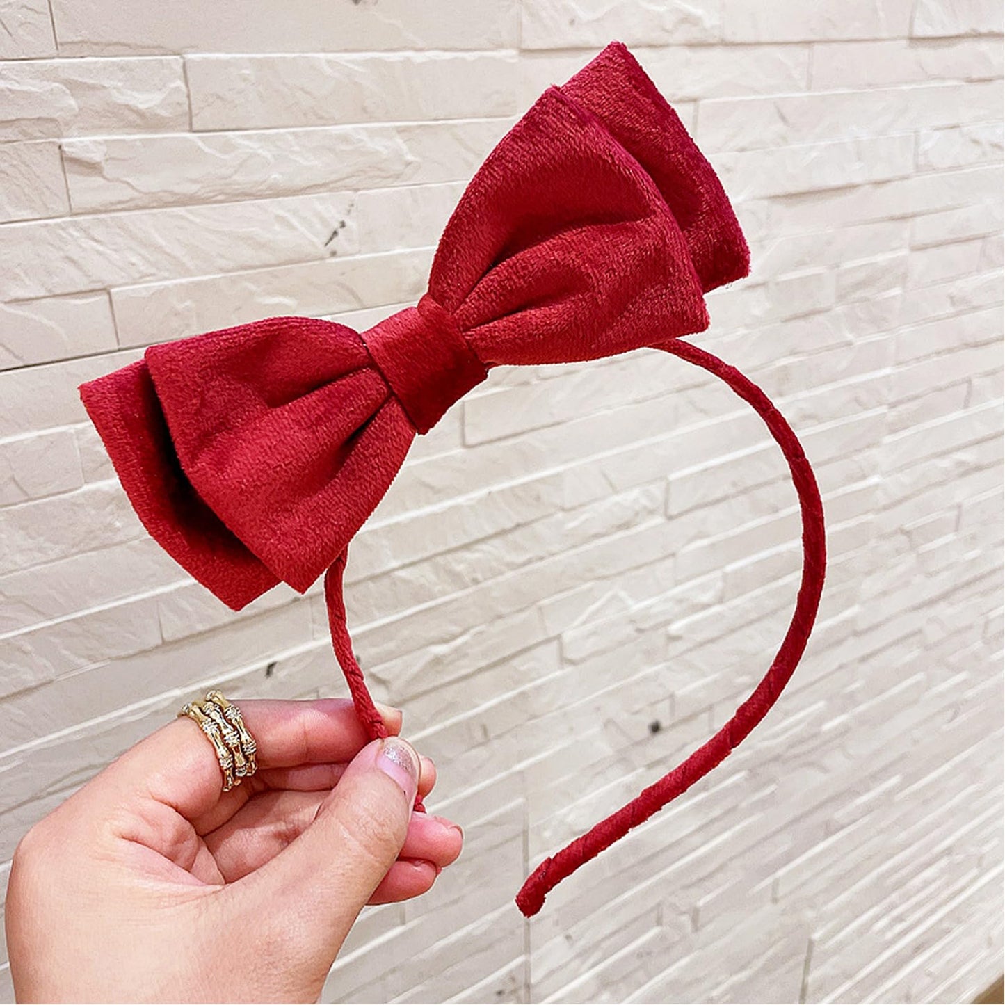 FMOYSIEN Red Bow Headband for Women Red Velvet Headband Burgundy Velet Bow Hair Clips for Valentine's Day, Christmas Party, Role Play Party Costume Decoration