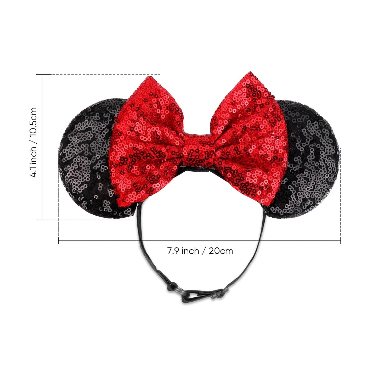 AQOKKA 2 Pcs Elastic Mouse Ears Headbands with Bow for Birthday Party, Hair Hoop Party Decoration Cosplay Costume Hair Accessories for Women & Girl