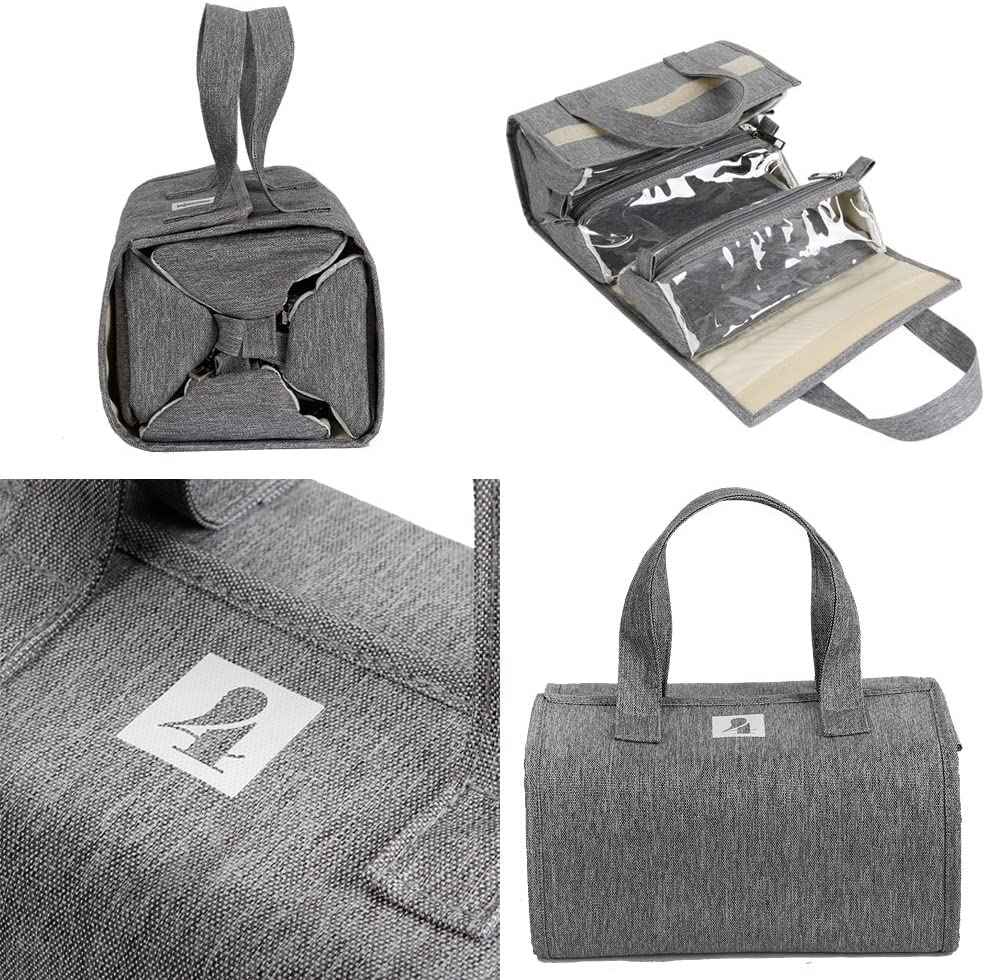 4kits Hanging Roll-Up Makeup Bag/Toiletry Kit/Travel Organizer for Women - 4 Removable Storage Bags - Organize Make Up, Cosmetics, First Aid, Medicine, Personal Care, Bathroom, Palette/Brush Holder