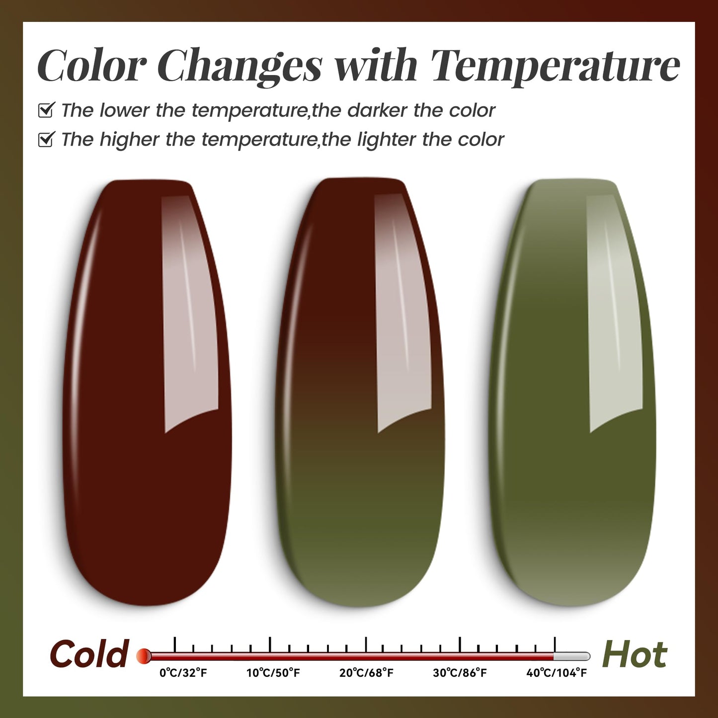 YTD Likomey Color Changing Gel Nail Polish,15ml Translucent Green To Brown Mood Temperature Change Colors Ombre Thermal Salon Home Nail Art Manicure UV Nails Gel Varnish,WB07