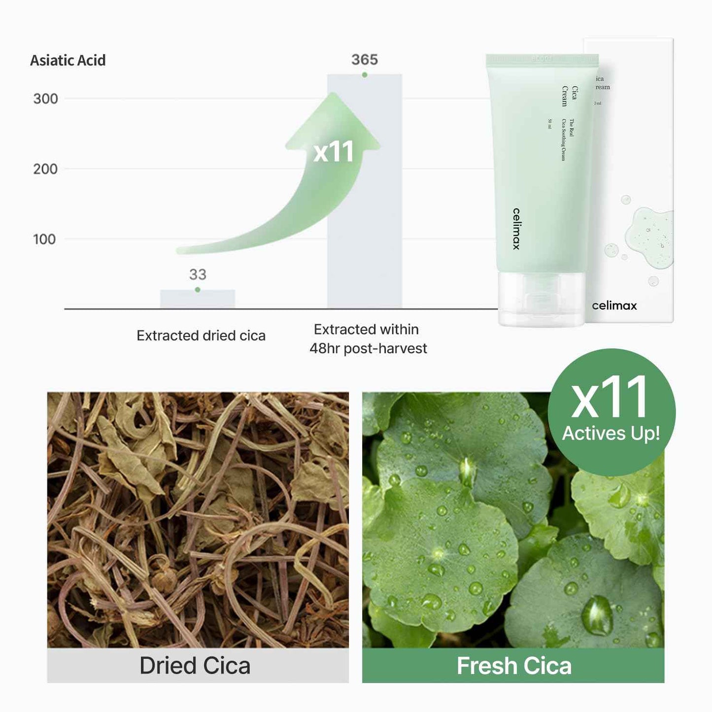 celimax The Real Cica Soothing Cream | with Fresh Cica Extract, Oil Free, Hydrating, Moisturizing, Calming, Dry Oily Combination Sensitive Skin, Korean Skincare, Lightweight Gel Cream, 50ml