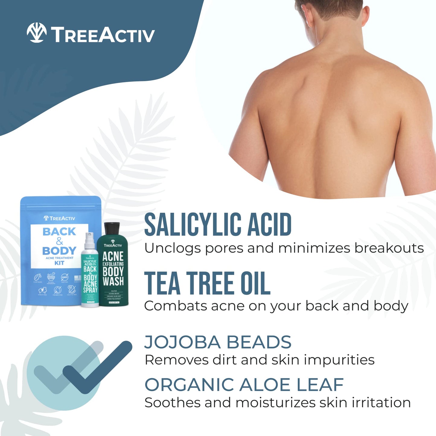 TreeActiv 90-Day Body Acne Treatment Kit, Salicylic Acid Acne Body Spray, Exfoliating Body Acne Wash, Body Acne Treatment for Back, Chest and Butt Acne Removal, Back Acne Treatment For Women and Men