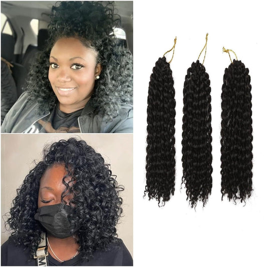 8 Inch Short Passion Twist Crochet Hair 3 Bundles Marlybob Crochet Hair Kinky Curly Crochet Hair for Black Women Water Wave Crochet Braids Hair for Kids (8 Inch/3 Bundles, 2#)