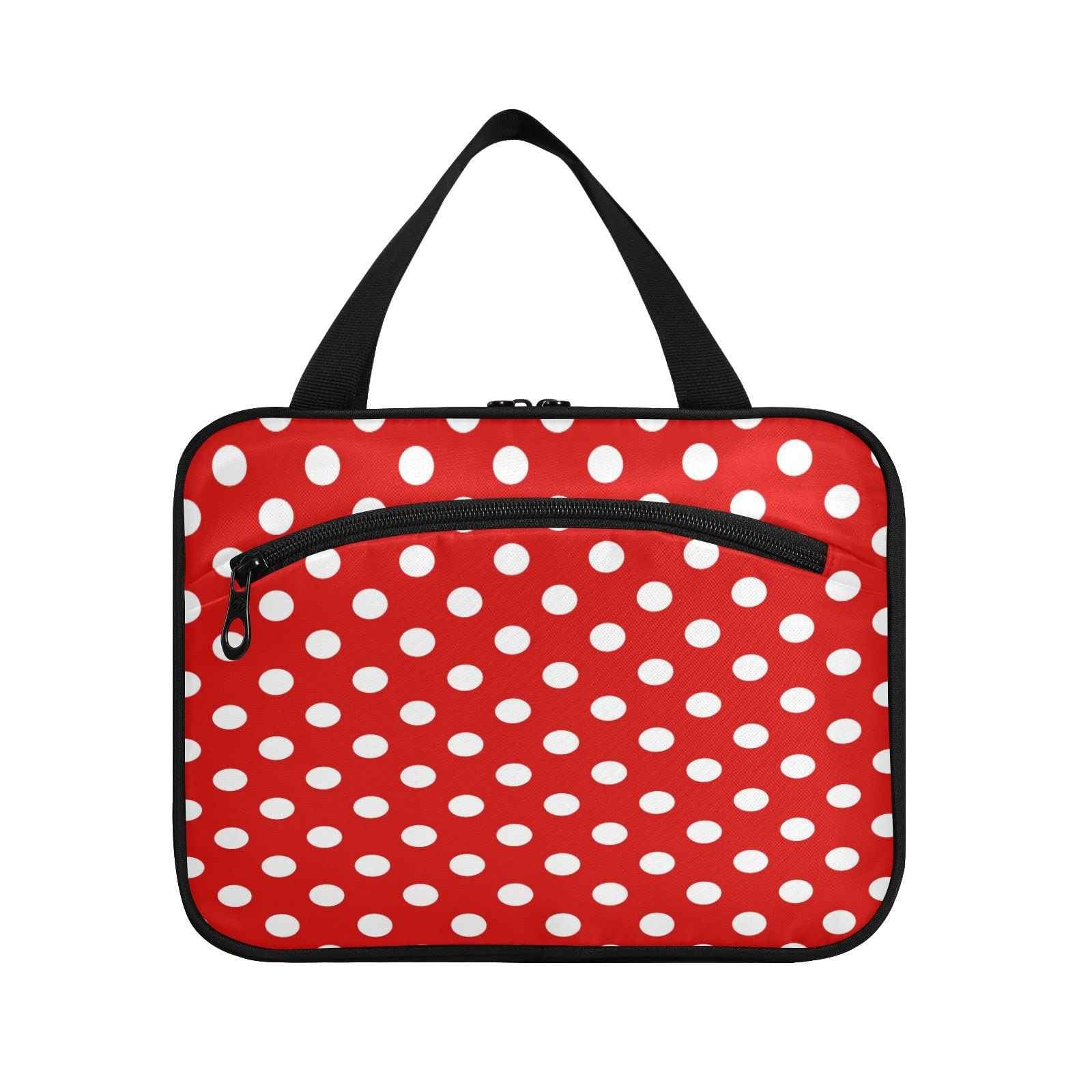 ALAZA Red Polka Dot Toiletry Bag Men and Women Travel Hanging Makeup Cosmetic Bag Toiletries Accessories L