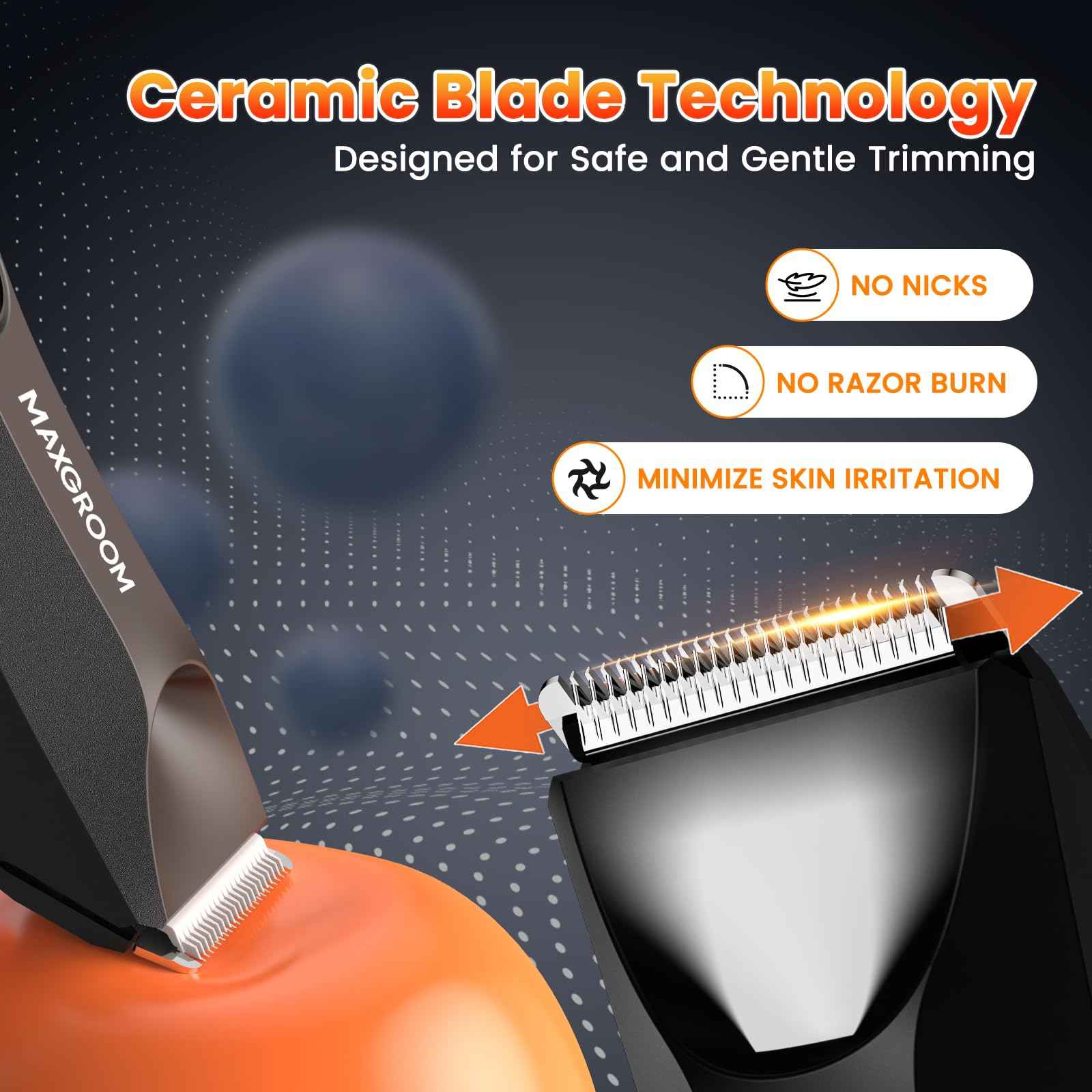 MAXGROOM Manscape Body Hair Trimmer for Men, IPX7 Waterproof Pubic & Groin Hair Trimmer- Electric Ball Shaver with LED Light, Ceramic Blade, USB Rechargeable & Travel Pouch