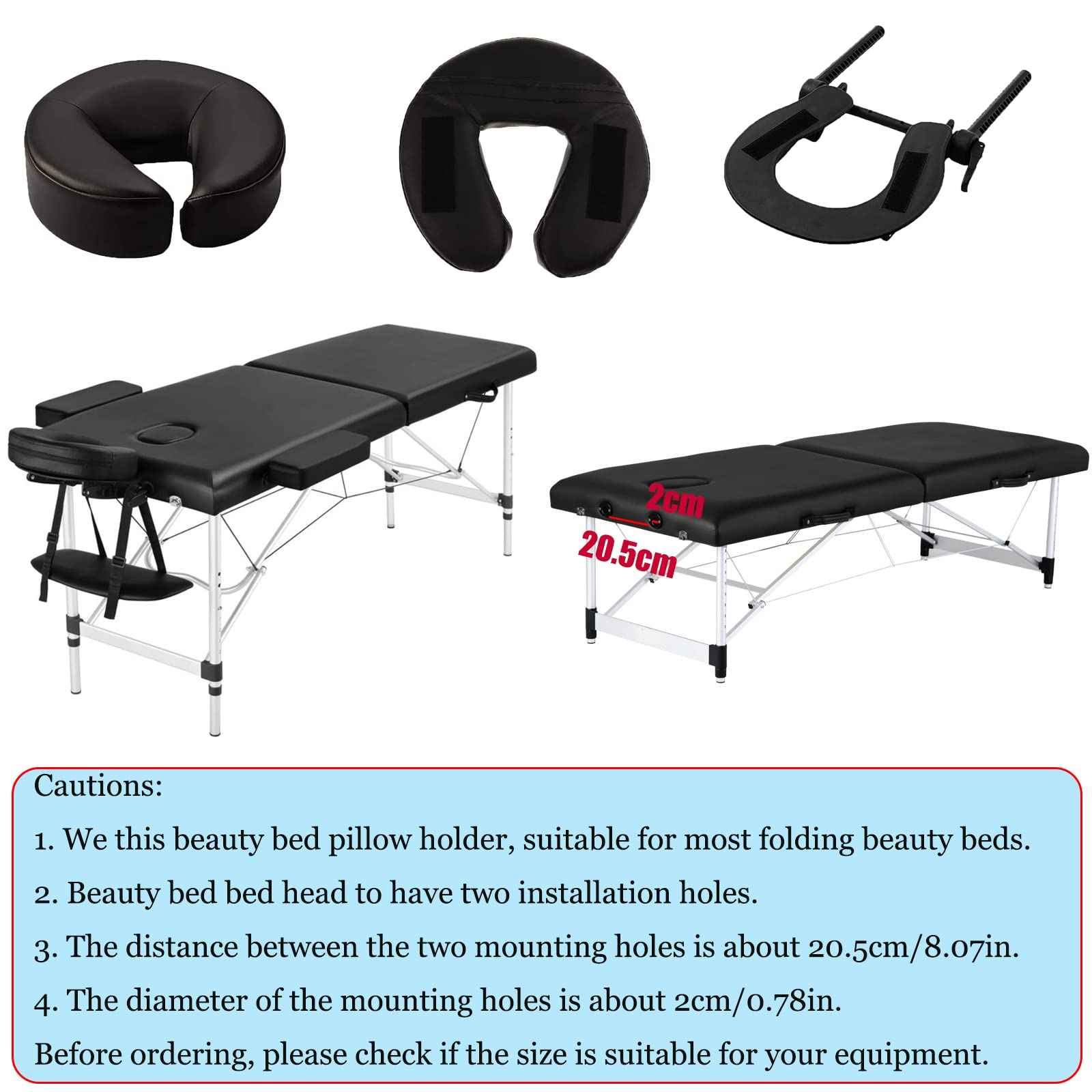 HOINCO Massage Table Massage Bed Headrest Replacement Adjustable Massage U-Shaped Pillow for Beauty Bed Universal with Elastic Memory Foam Face Pillow Set Accessories Massage Equipment