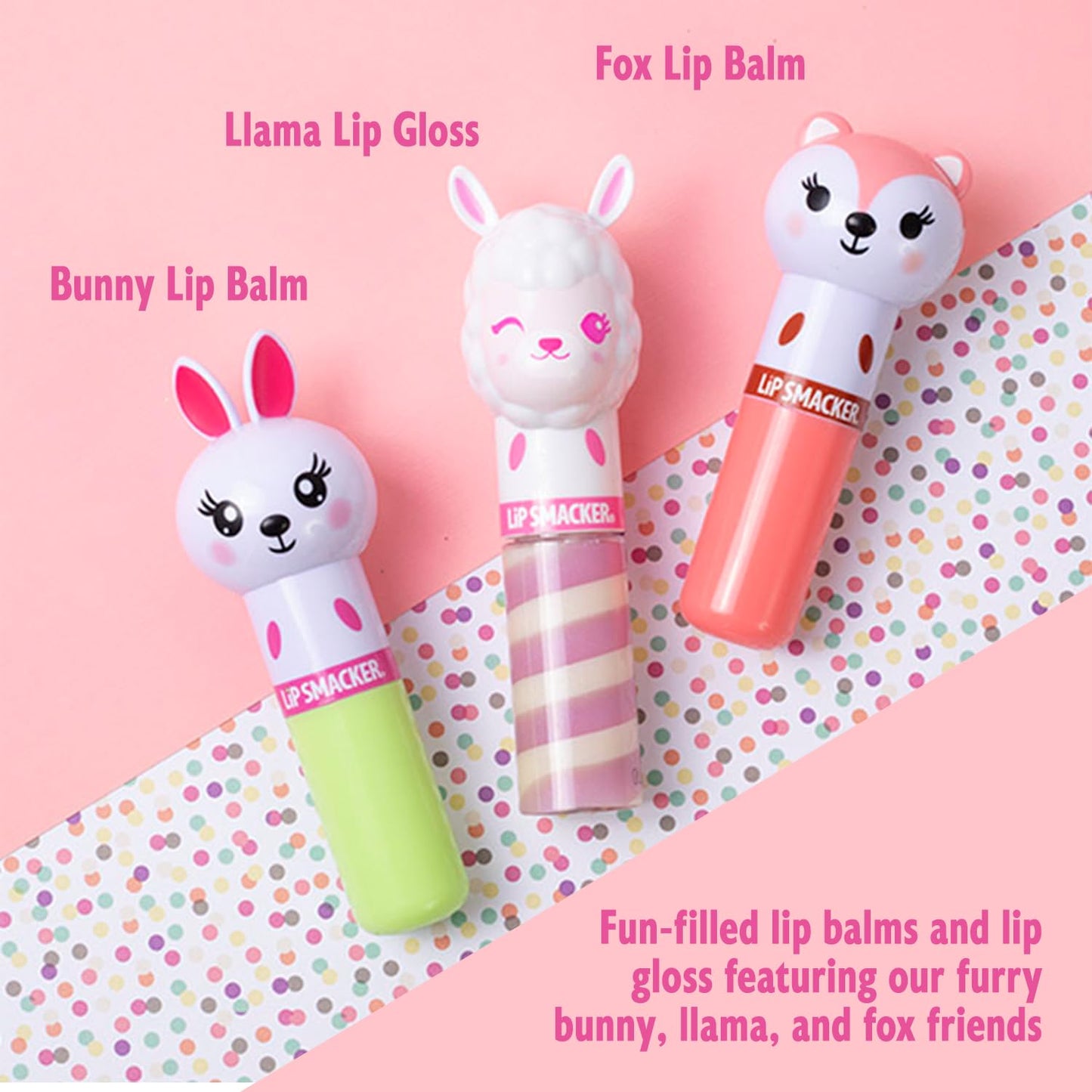 Lip Smacker Lippy Pals Kitten, Unicorn & Panda Lip Balm for Kids - Watermelon, Apple, Carrot Cake & Strawberry