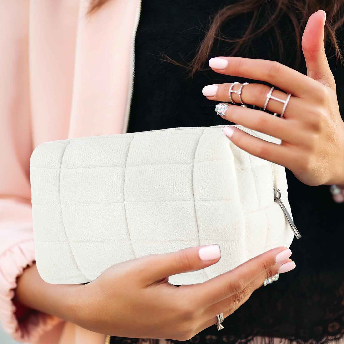 Sibba Makeup Case Make Up Cosmetic Organizer Travel Toiletry Bags Skin Care Pouch Small Fluffy Purse Collection Traveling Makup Beauty Women