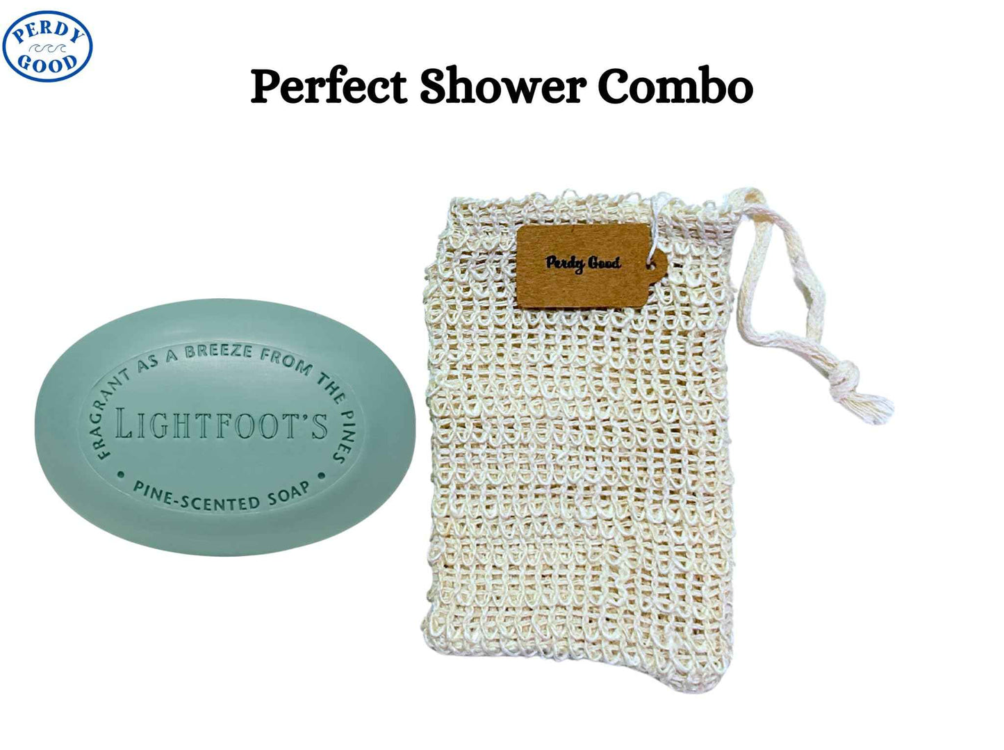 Perdy Good Lightfoot's Pine Soap for Men (3 Bars), 3 Plastic Free Exfoliating Sisal Saver Bags