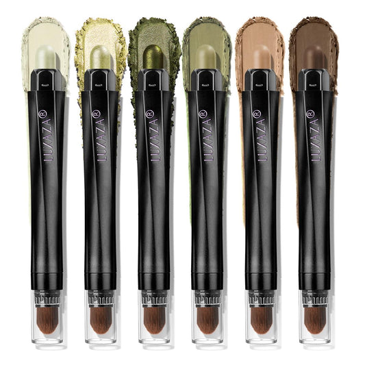 LUXAZA PRO Neutral Eyeshadow Stick Makeup Set, Metallic Shimmer Matte Cream Eye Shadow Eyeliner Brightener Pencil Crayon - Classic 6PCS A007