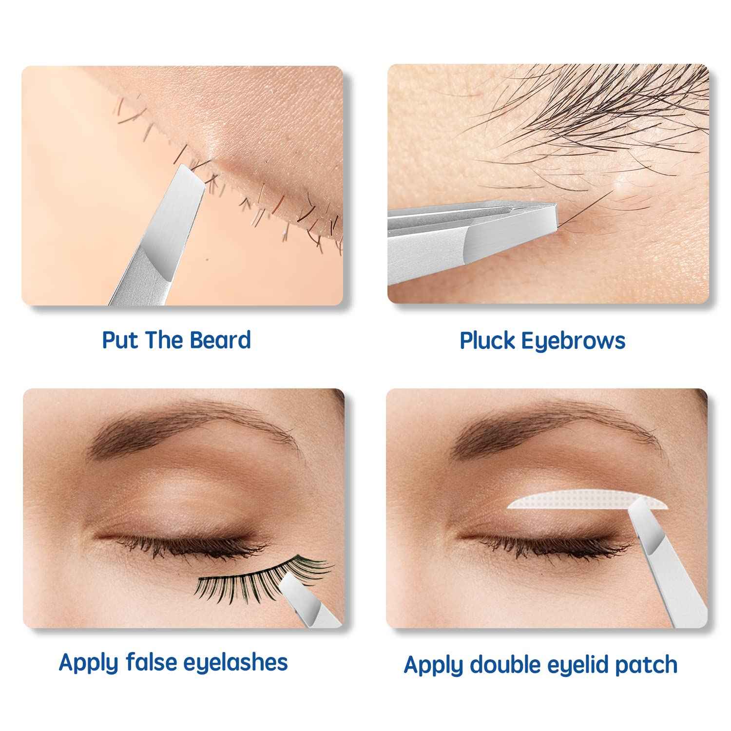 Velodios Professional Slant Tweezers for Women,Stainless Steel Eyebrow Tweezers for Eyebrows, Facial Hair,Chin Hair and Ingrown Hair Removal