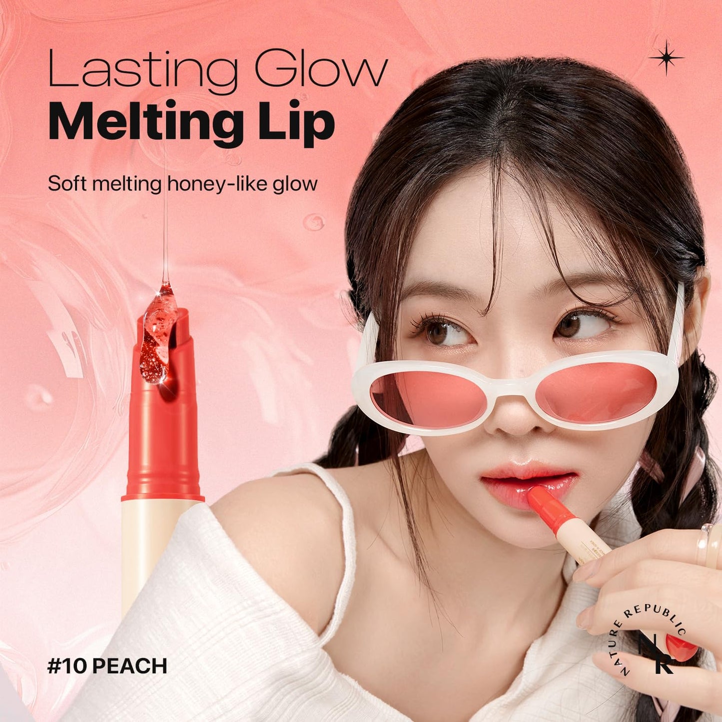 Nature Republic HONEY MELTING LIP 6-10 (10 PEACH) K-BEAUTY, Lip Plumper, Tint, Balm, Korean, Lip GlossCute, Glow