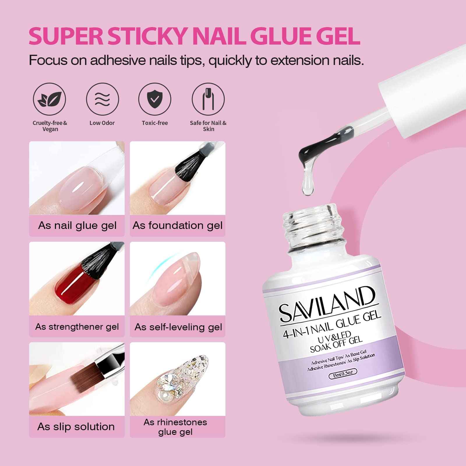 SAVILAND Almond Gel Nail Kit: Nail Drill Kit U V Lamp for Nails 500PCS Almond Nail Tips Gel Nail X Kits Nail Glue Easy Use Manicure Tool Extension Set DIY At Home Salon Gift for Women