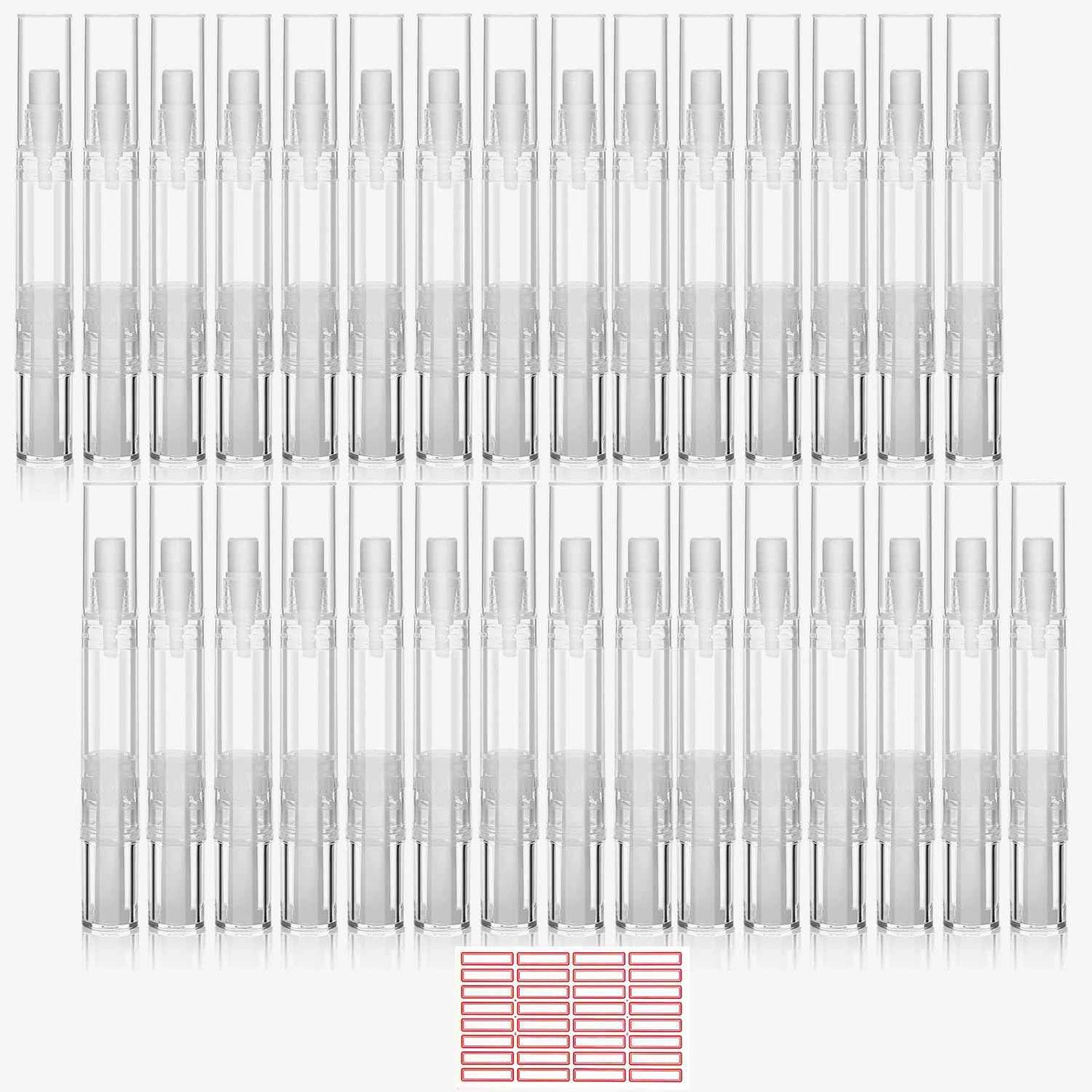 30 Pack 5 ML Cuticle Oil Pens, Empty Nail Oil Pen Transparent Twist Pens with Brush Tip Cosmetic Lip Gloss Containers Applicators Eyelash Growth Liquid Tube with Sticker