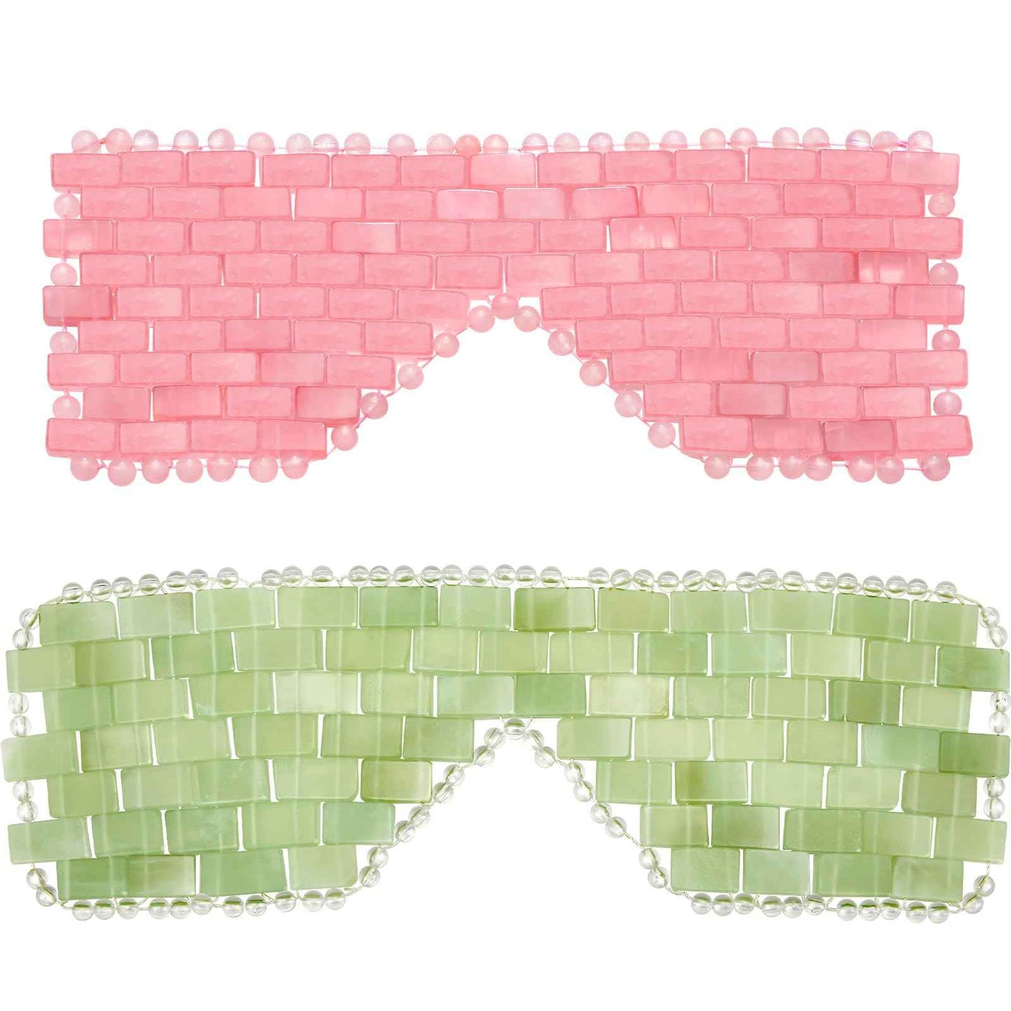 Hicarer 2 Pcs Jade Eye Mask Rose Green Jade Stone Eye Mask Facial Cooling Mask for Alleviate Puffiness Massage Relax Wrinkles Relieve Migraine Meditation Beauty
