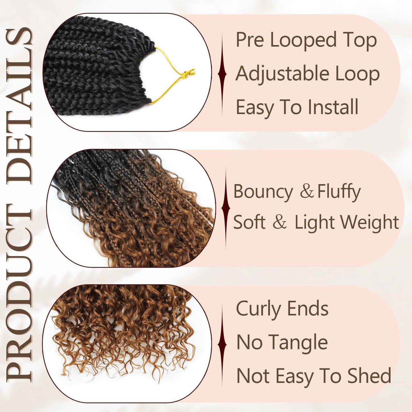 Vustbeauty 9 Packs Boho Box Braids Crochet Hair 24 Inch Goddess Box Braids Crochet Hair With Curly Ends Synthetic Bohemian Braids Hair Extension For Women (24inch, OT30)