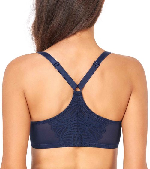 DotVol Women's Plus Size Front Closure Lace T-Back Underwire Everyday Bra(38C,Blue)