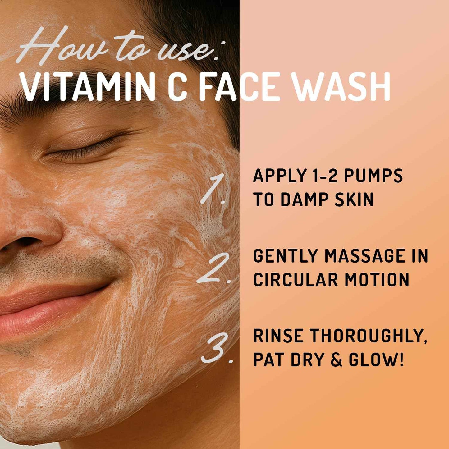 Vitamin C Cleanser Face Wash - HUGE 8 oz Gentle Facial Cleansing Gel for Uneven Skin Tone, Age Spots and Fine Lines - Natural Face Soap with Aloe Vera, Green Tea, Ginseng