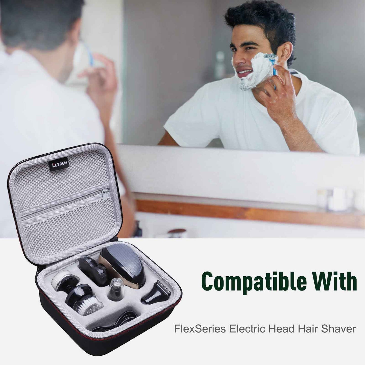 LTGEM EVA Hard Case Compatible with FlexSeries Electric Head Hair Shaver - Travel Protective Carrying Storage Bag (Only Case Sale)
