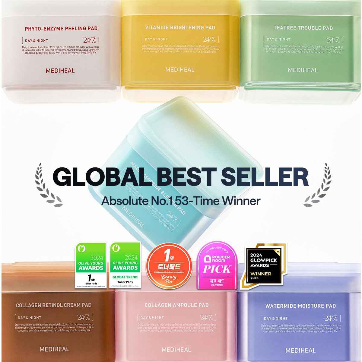 Mediheal Vita Collagen Under Eye Patches & Collagen Ampoule Pad for Daily Skin Elasticity Care