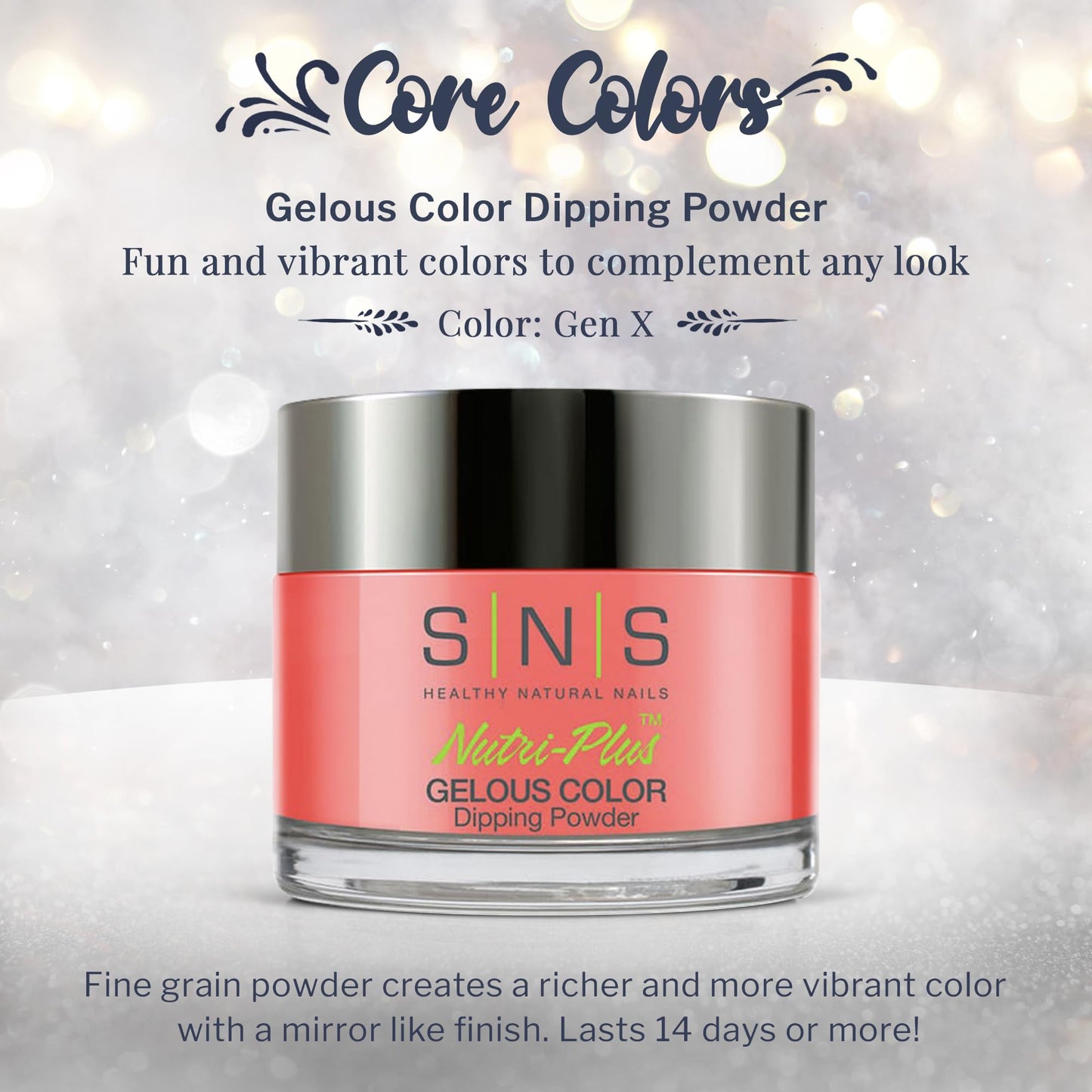 SNS Nail Dip Powder, Gelous Color Dipping Powder - Gen X (Peach) - Long-Lasting Dip Nail Color Lasts 14 Days - Low-Odor & No UV Lamp Required - 1.5oz