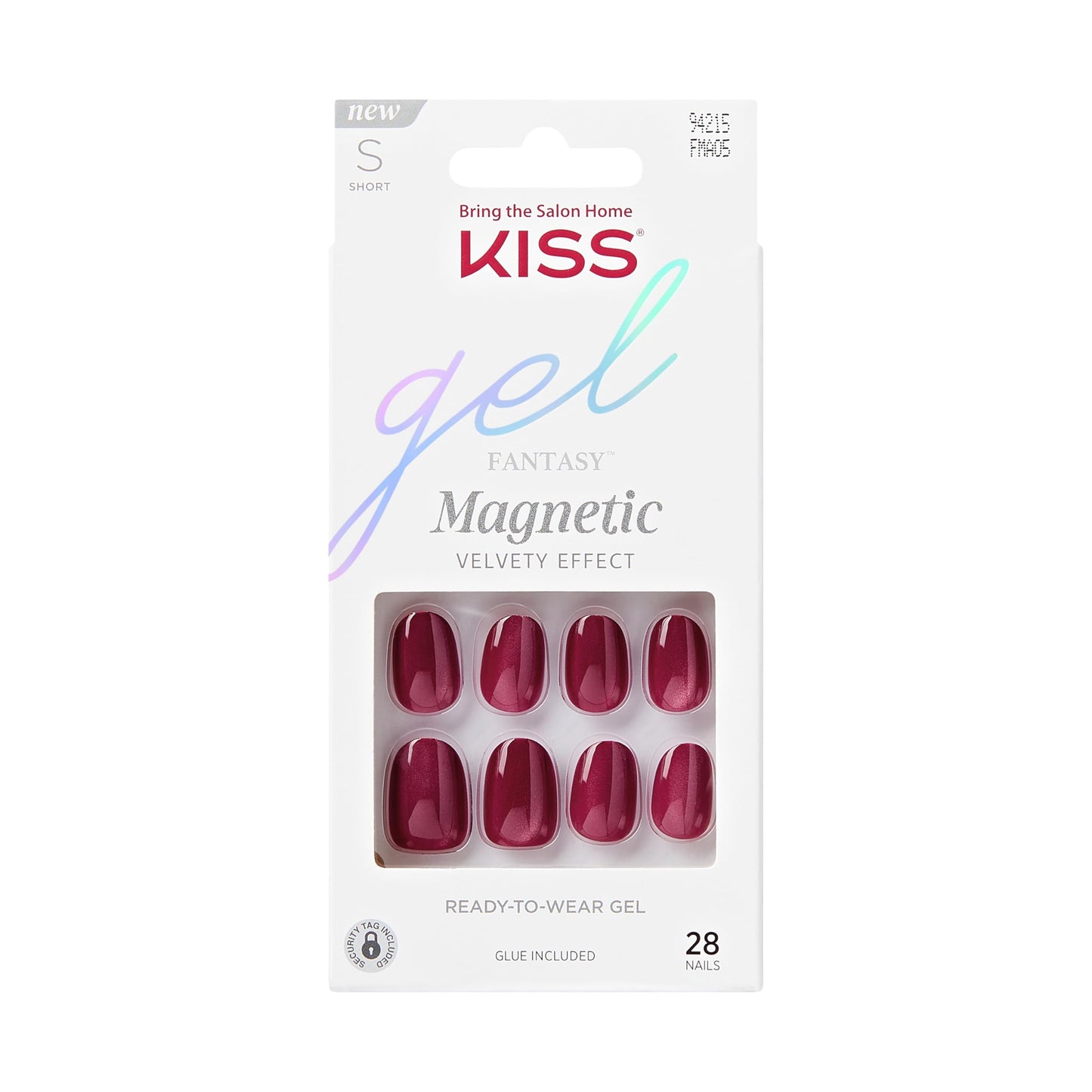 KISS Gel Fantasy, Press-On Nails, Nail glue included, 'Set Us Free', Red, Short Size, Oval Shape, Includes 28 Nails, 2g glue, 1 Manicure Stick, 1 Mini File