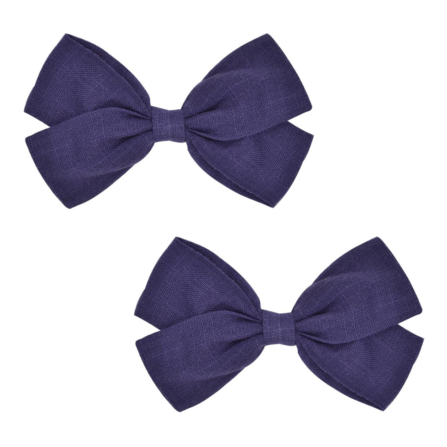 3.5in Baby Girl Hair Clips - Fully Lined Non-Slip Barrettes for Fine Hair, 2-Pack Bows in Navy Blue