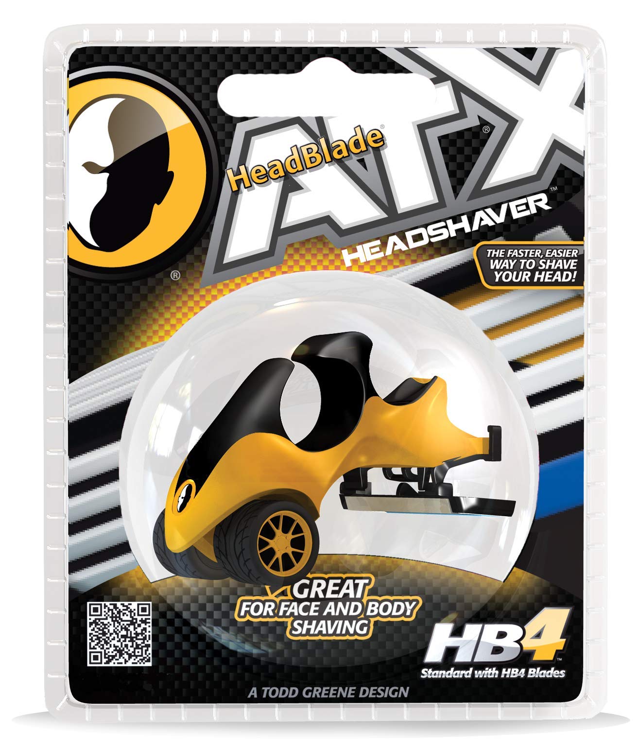 HeadBlade ATX Razor - Original - Rigid Body with Multiblade Design and Non Slip Rubber Ring for Easy Reach, Close Shave