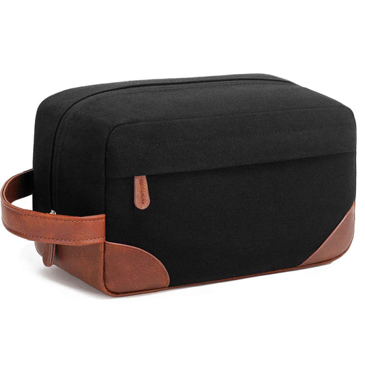 Vorspack Large Travel Toiletry Bag - Hanging Toiletry Bag for Men Water Resistant Canvas Shaving Bag with Large Capacity for Home Travel - Black