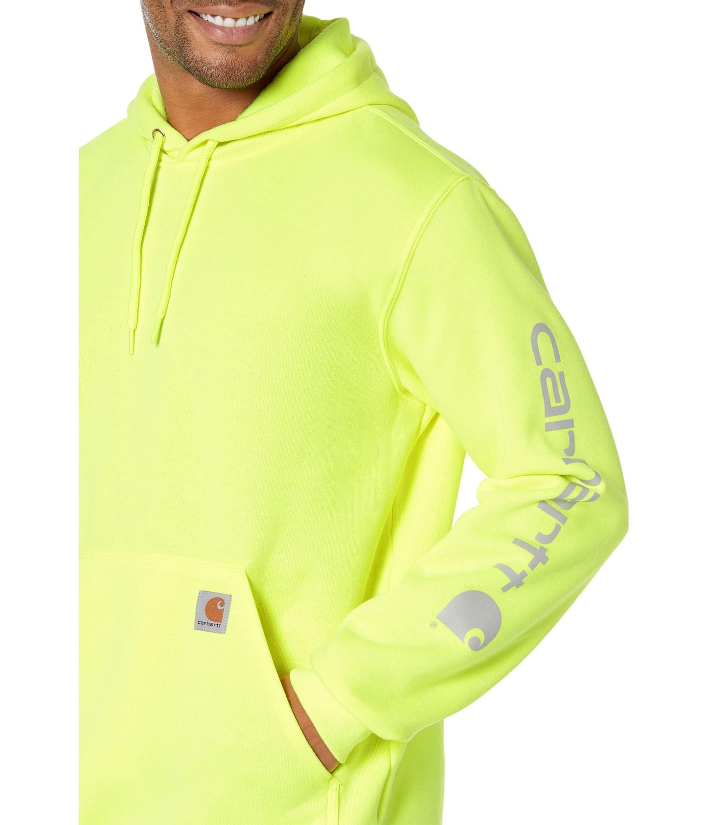 Carhartt Men's Loose Fit Midweight Logo Sleeve Graphic Sweatshirt, Brite Lime