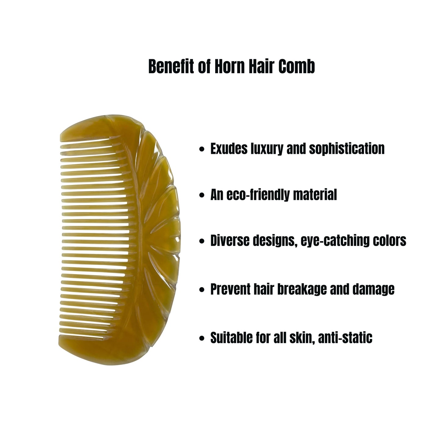 Natural Buffalo Horn Comb, Small Pocket Anti-Static Hair and Beard Comb, Fine Horn Gift for Men, Women, Mom, Wife, Daughter (Style A)