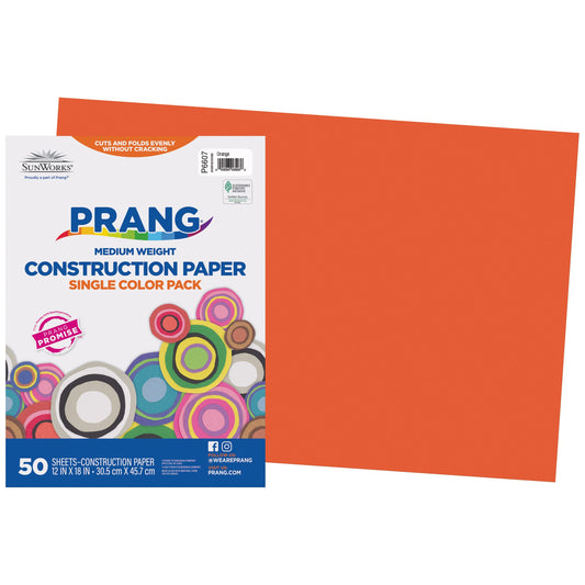 Prang (Formerly SunWorks) Construction Paper, Orange, 12" x 18", 50 Sheets