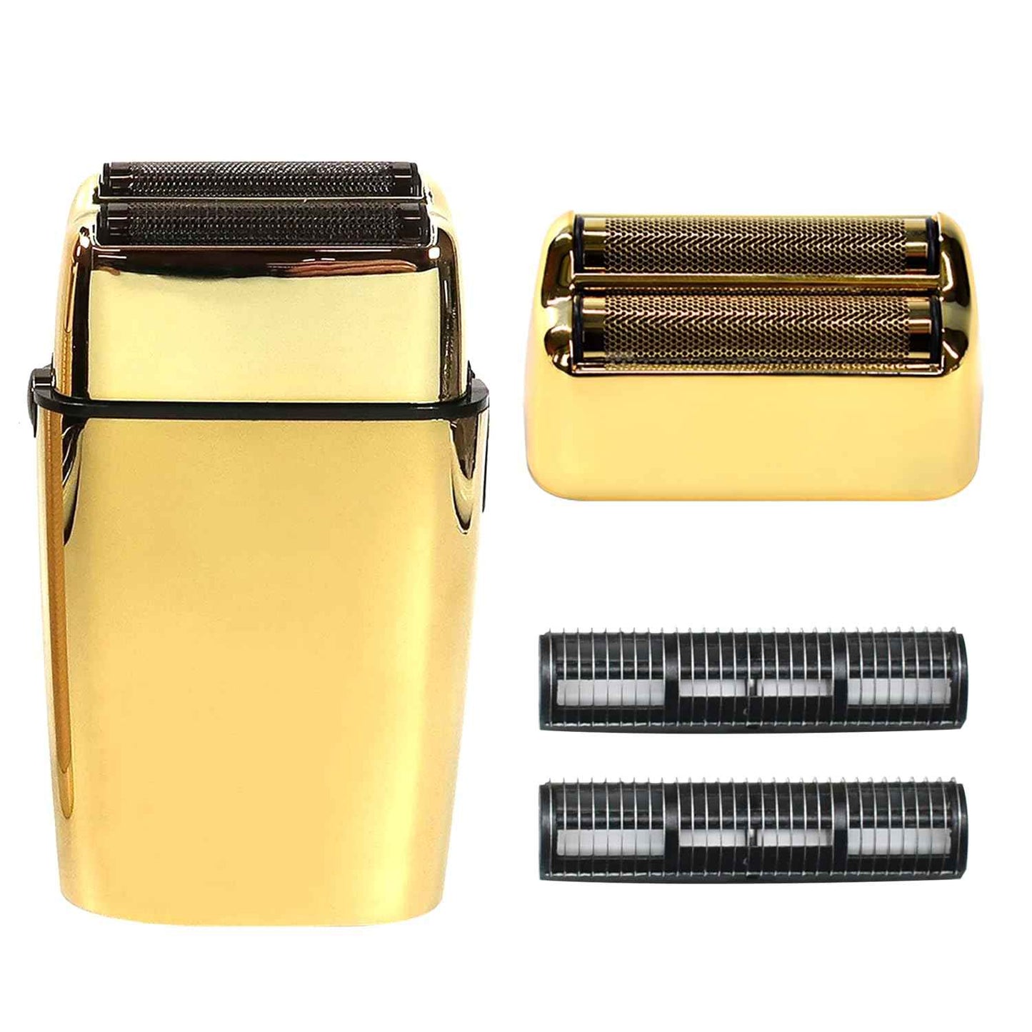 2PCS Replacement Foil and Cutters for BaBylissPRO Barberology Electric Shaver, Double Foil Shaver Replacement Head Compatible with BaBylissPRO FXFS2 Shaver (Gold)