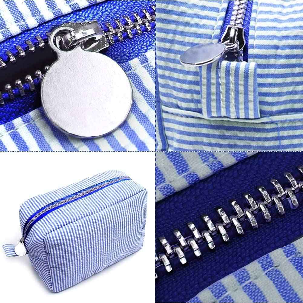 Seersucker Cosmetic Bag, Large Makeup Pouch Travel Toiletry Case with Zipper Closure Seersucker Cosmetic Organizer for Women Girls, Baby Diaper Bag Organizer