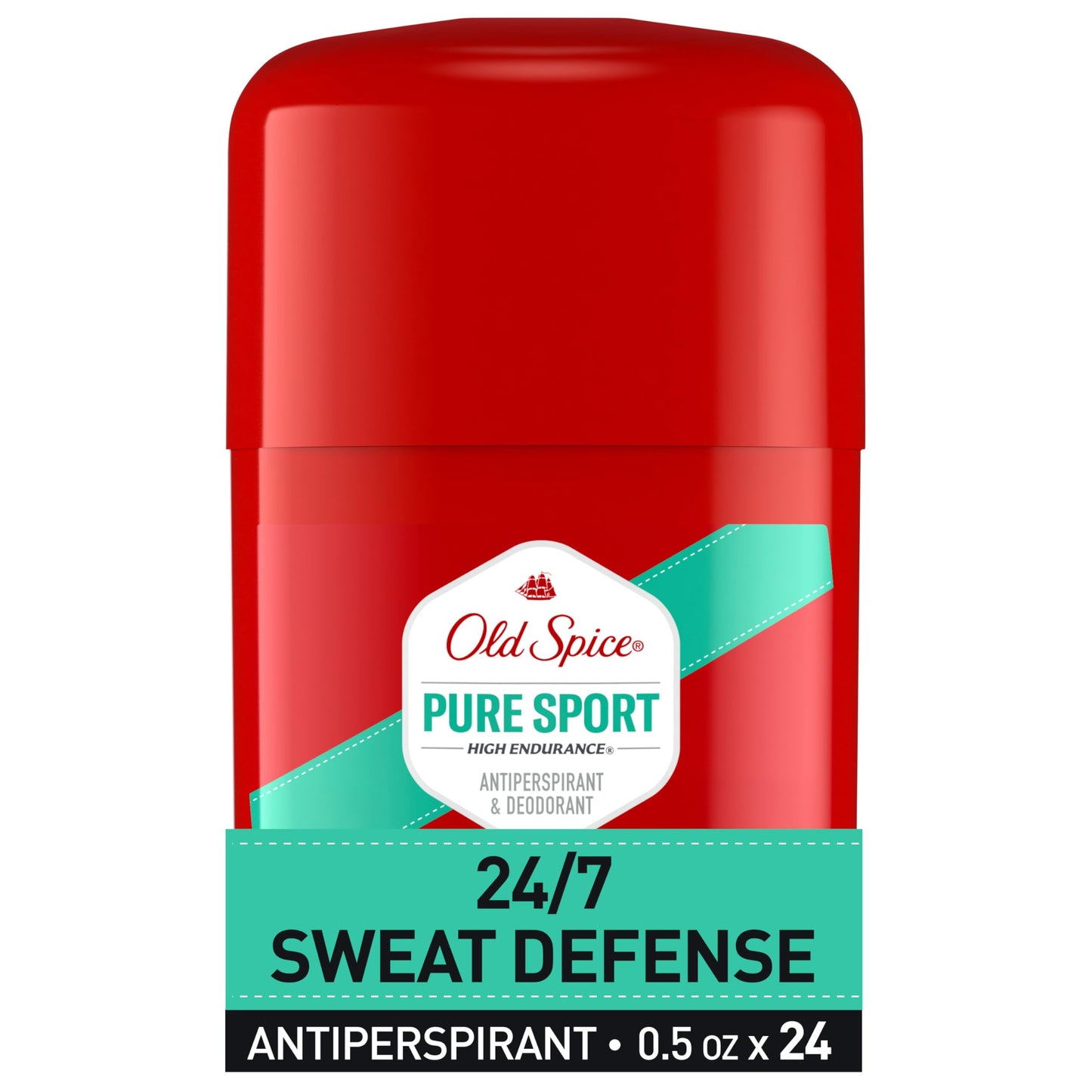 Old Spice Aluminum Free Antiperspirant Deodorant For Men, High Endurance, 24/7 Sweat Defense & Odor Protection, 24/7 Freshness & Lasting Scent, Pure Sport Scent, 0.5 oz (Pack of 24)
