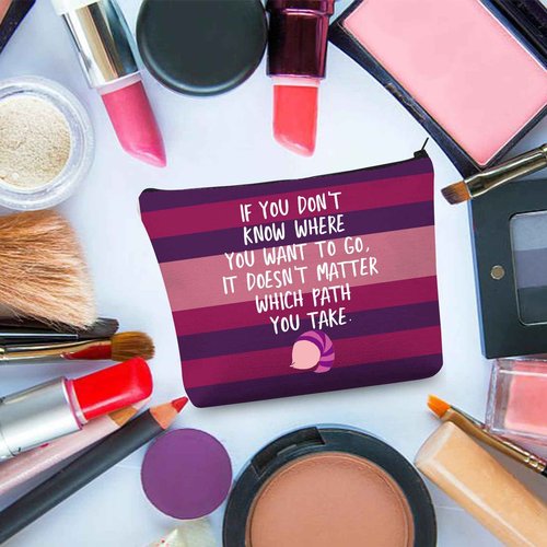 BDPWSS Cheshire Makeup Bag Cartoon Cat Fan Gift Alice Lover Alice Fan Gift Smiling Cat Alice Wonderland Fan Zipper Pouch (Path You Take)