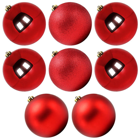 Benjia Extra Large Size Outdoor Christmas Ornaments, Oversized Huge Big Shatterproof Xmas Christmas Plastic Balls for Outside Lawn Yard Tree Hanging Decorations (8"/200mm, Red, 8 Packs)