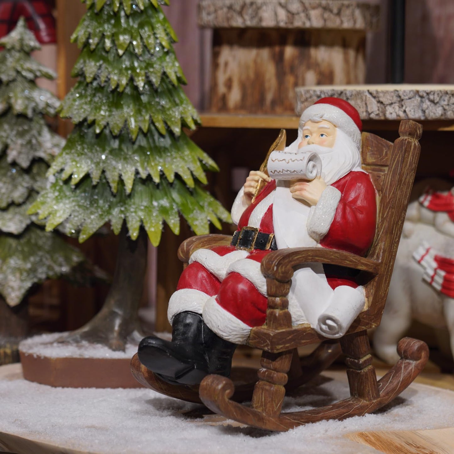 Christmas Santa Claus Figure Christmas-Decoration - Santa Sitting on Rocking Chair Figure 9.5*6*9.5 in Merry Christmas Xmas Gift Resin Holiday Statue for the Mantle Farmhouse Decor Newman House Studio