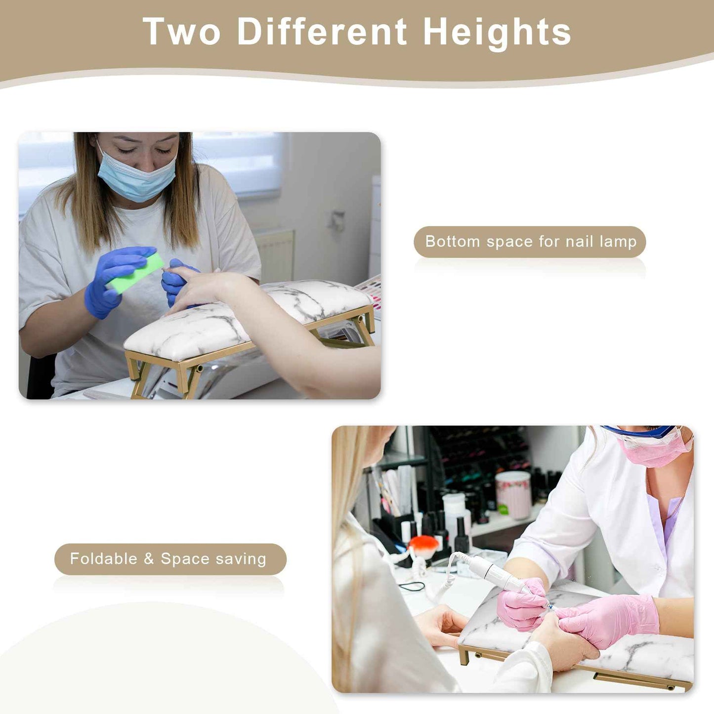 Arm Rest for Nails Tech, Foldable Nail Arm Rest, Microfiber Leather Manicure Hand Rest for Nail Tech,Manicure Salon Use