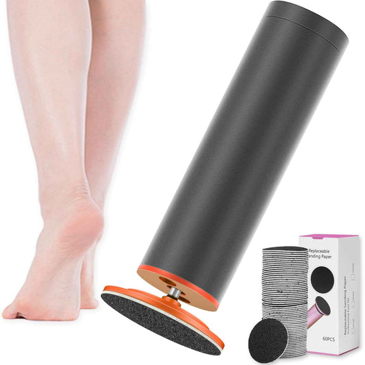 Dermawave Electric Foot File Callus Remover for Feet, Professional Foot Scrubber Sander Grinder for Dead Skin Cracked Heel, Pedicure Tool with 60 Sandpaper Discs for Men & Women