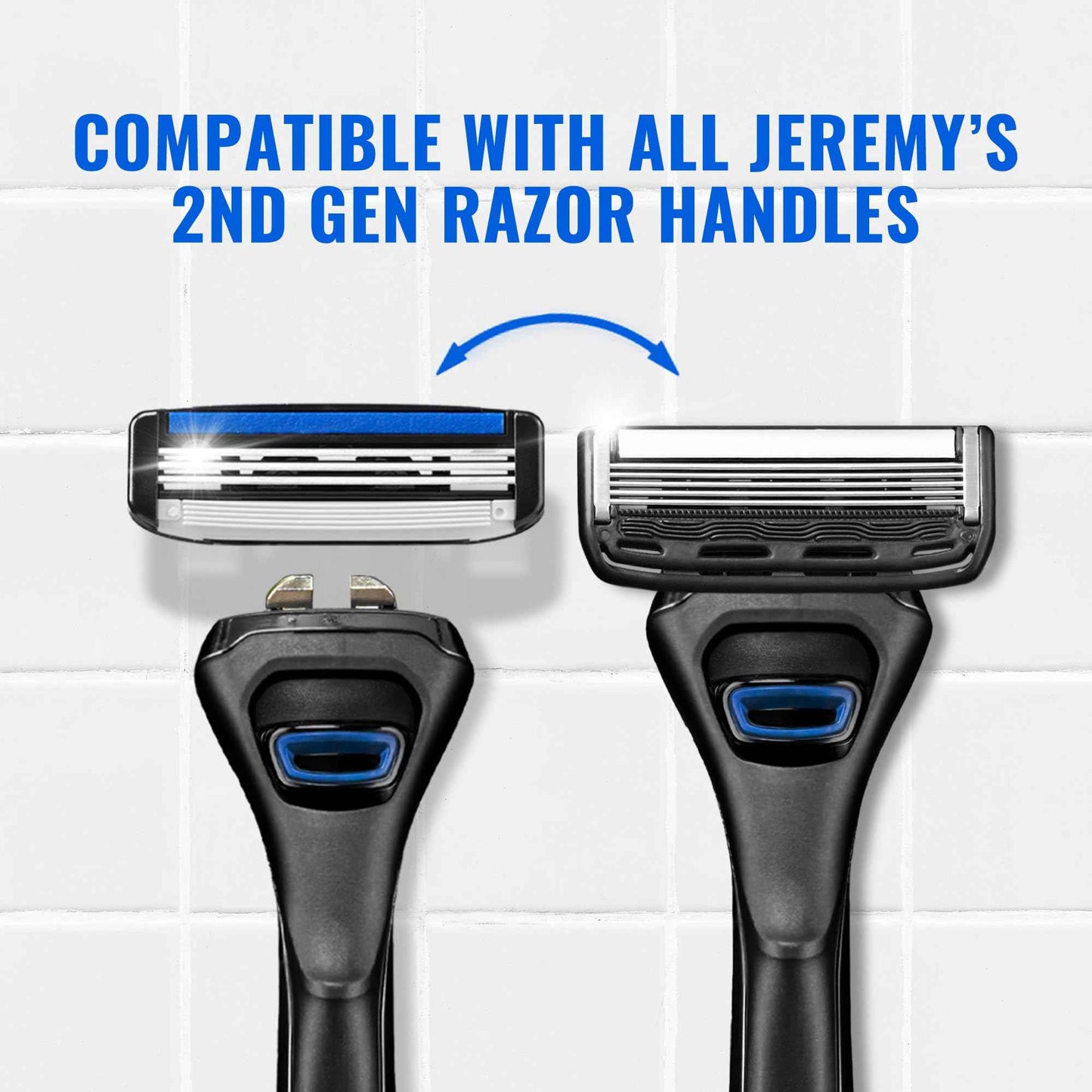Jeremy's Razors for Men - Sprint 3 Razor Blade Refills - 8 Cartridges (Fits All 2nd Gen Jeremy's Razor Handles) - Stainless Steel, Lubricating Strip, Easy Rinse Design - Men's Shaving Blades Refill