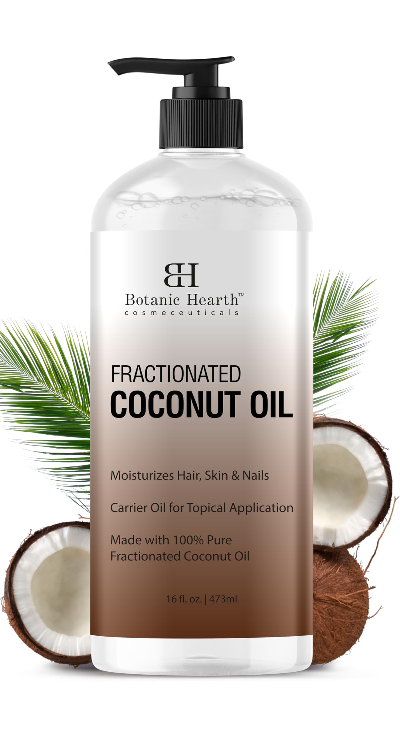 Botanic Hearth Fractionated Coconut Oil For skin 16 fl oz | Liquid Carrier Oil for Diluting Essential Oils - Skin, Lip, Body & Hair Oil Moisturize