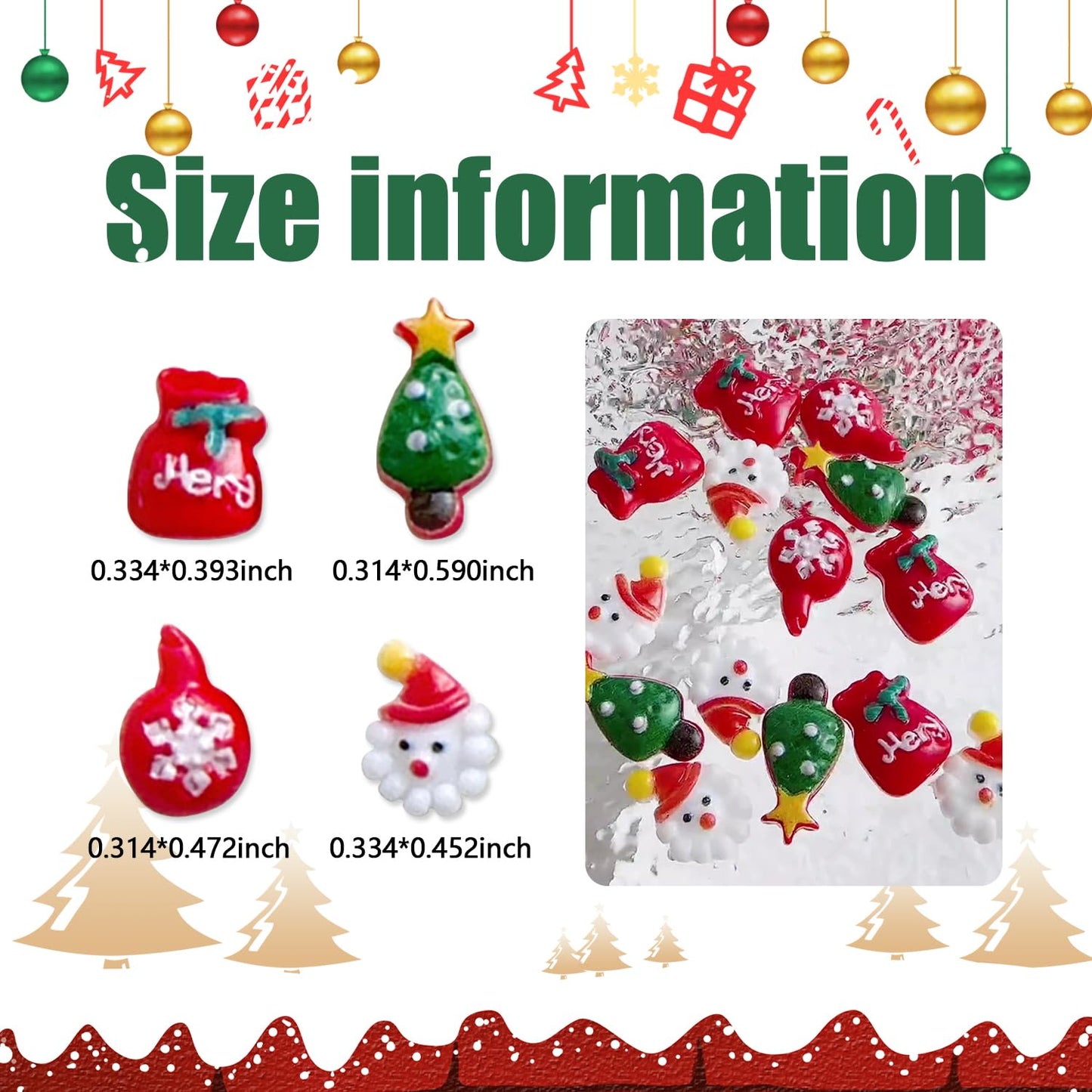 WOKOTO 100pcs 3D Christmas Nail Charms Resin Nail Art Christmas Charms Rhinestones Christmas Tree Santa Clause Nail Art Charms for Christmas Acrylic Nails Jewelry Accessories Women Nail Gems