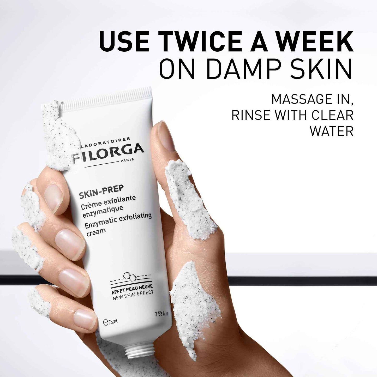 Filorga Skin-Prep Enzymatic Exfoliating Cream Face Cleanser with Papain Enzymes and Volcanic Sand Particles to Tighten Pores, Clean Skin, and Boost Skin Quality, 2.53 fl. oz.