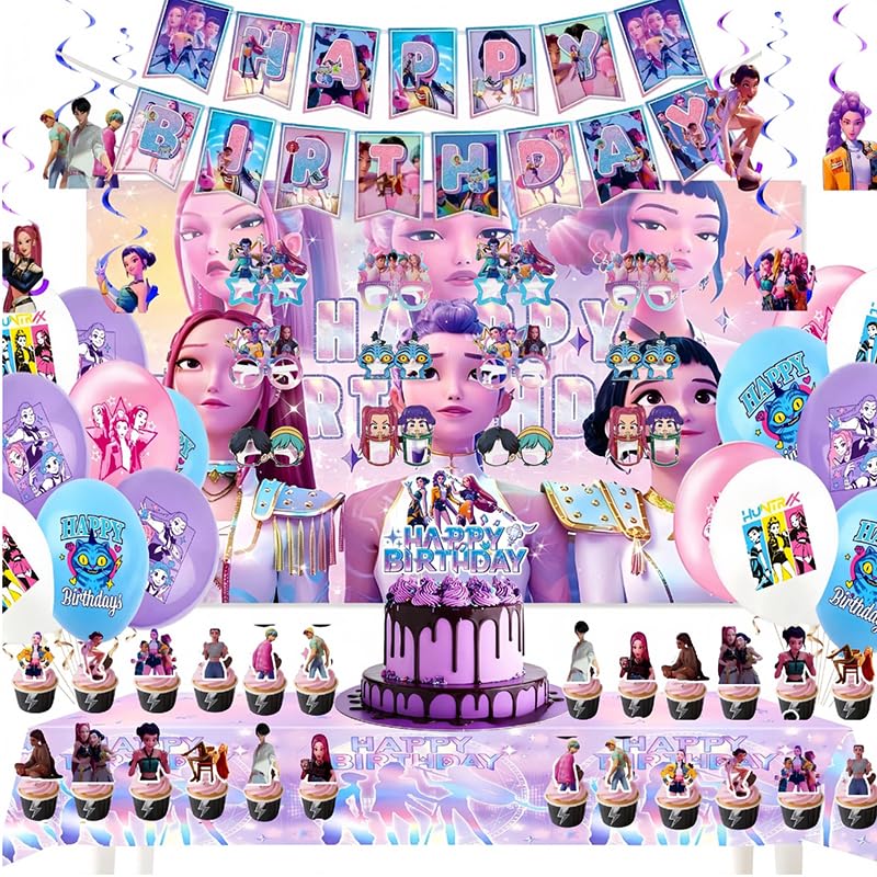76PCS Demon Hunters Birthday Party Supplies Set | Kpop Theme Decorations