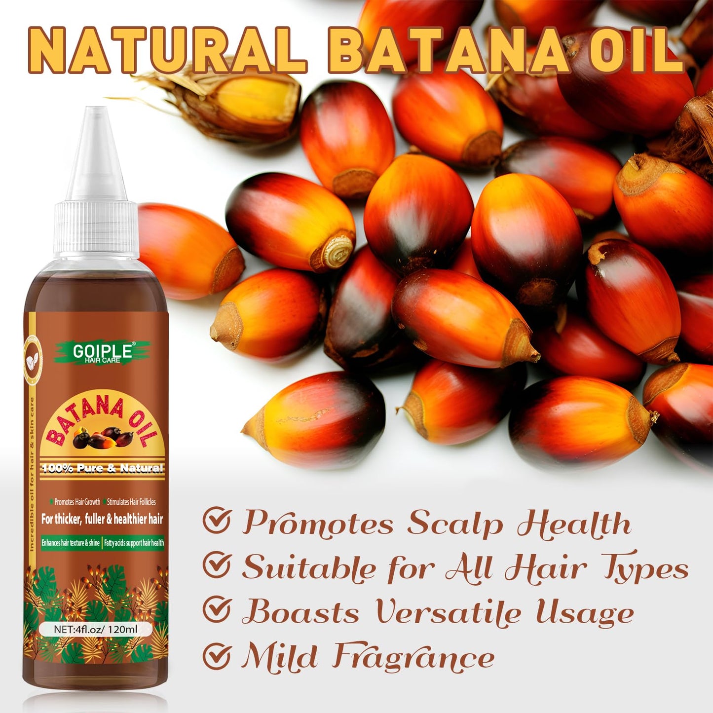 100% Pure Batana Oil for Hair Growth Organic Hair Growth Oil Hair oil Natural Raw Batana Oil for Hair Growth & Thicker & Stronger Hair (1pc batana oil)