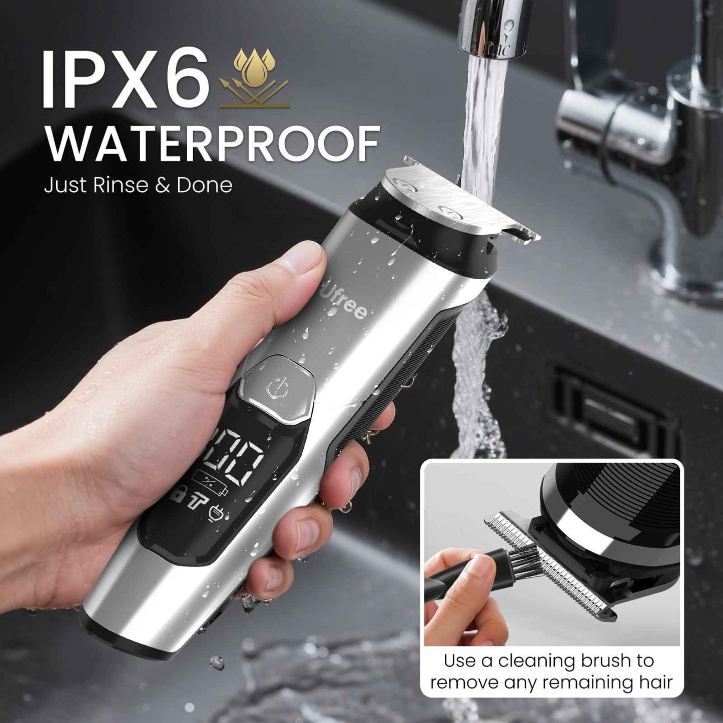 Ufree 3-in-1 Beard Trimmer Kit, Men's Electric Shaver Razor for Mustache Body Nose Facial Hair, Professional Hair Trimmer, Rechargeable Clippers, Waterproof Beard Grooming, Birthday Gifts for Men