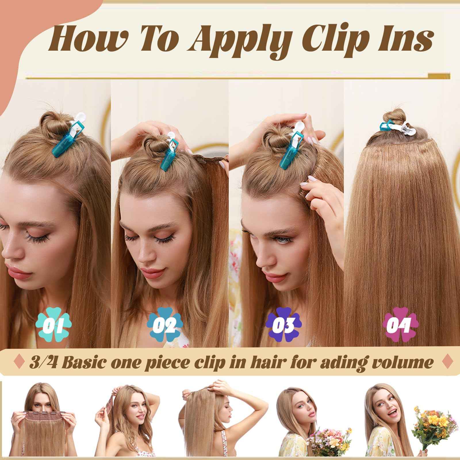 Clip in Hair Extensions Real Human Hair,Jet Black One-piece Hairpieces with 5 Clips Double Weft Black Clip in Extensions 3/4 Full Head for Thin Hair Straight Clip in 16" 80g