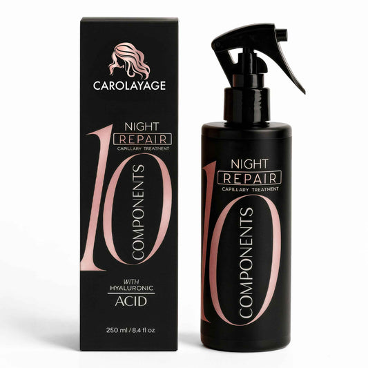 Carolayage Night Repair Treatment for Hair | Hydrating Overnight Hair Mask with Hydrolyzed Keratin and Aloe Vera | Strengthens, Restores Shine, and Reduces Frizz | Leave In, No Rinse Needed, 8.4 fl oz